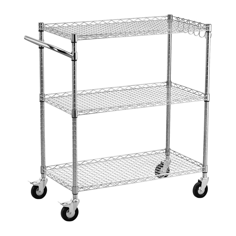 VEVOR 3 Tier Rolling Utility Cart, 661 lbs Static Capacity, Heavy Duty Adjust...