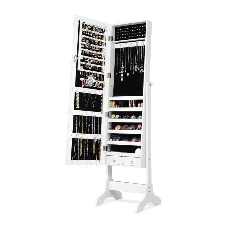 WATERJOY Jewelry Organizer with Full Body Standing Mirror Jewelry Holder Stor...