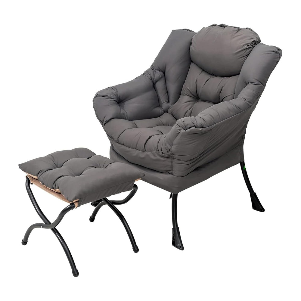 Welnow Lazy Chair with Ottoman, Modern Accent Chair with Armrests and a Side ...
