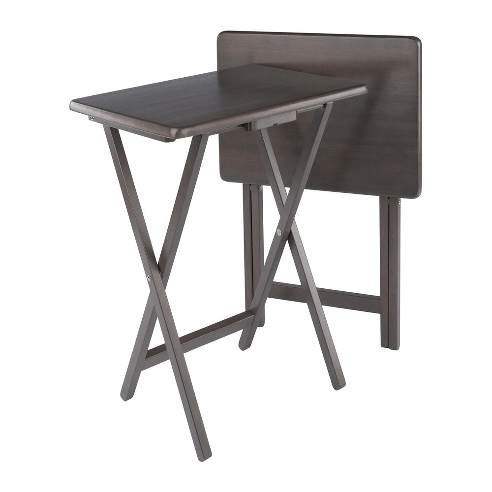 Winsome Alex Set of 2 Foldable Snack Tables, Oyster Gray | Easy to Store Smal...