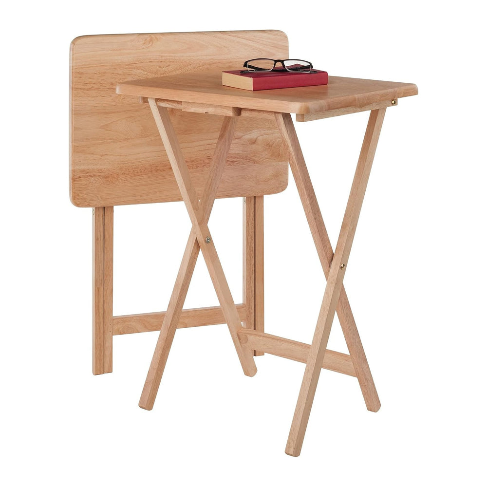 Winsome Alex Set of 2 Foldable Snack Tables, Natural, 26" | Easy to Stor...