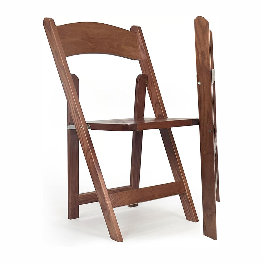 Wood Folding Chairs with Slatted Wooden Seats, Stackable Commercial Seats for...