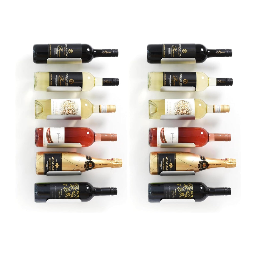 xympo Wall Mounted Wine Rack Set – 6-Piece Aluminum Bottle Holders with Non-S...