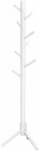 VASAGLE Solid Wood Coat Rack, Free Standing Tree-Shaped Coat Rack with 8 Hooks, 3 Height Options, for Clothes, Hats, Bags, Living Room, Bedroom, Home Office, White URCR04WT