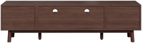 Bellemave TV Stand for up to 75", Solid Wood TV Consoles with Storage Drawer & Open Shelves, Modern Entertainment Center with Drop-Down Door Cabinet for Living Room, Bedroom (Dark Brown)