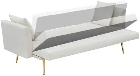 71" Modern Velvet Sofa Bed Futon, Convertible Sleeper Couch, Adj. Backre...