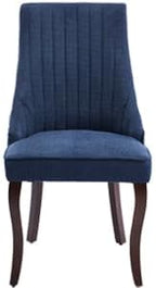 Navy Mid Century Dining Chairs Set of 4, Modern Kitchen & Dining Room Chairs Set of 4, Linen Upholstered Kitchen Chair, Sillas de Comedor, Wood Legs (Blue, 4 Pcs)