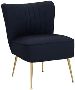 DUOMAY Modern Accent Chair Set of 2 Velvet Slipper Chair with Gold Legs Wingb...