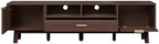 Bellemave TV Stand for up to 75", Solid Wood TV Consoles with Storage Drawer & Open Shelves, Modern Entertainment Center with Drop-Down Door Cabinet for Living Room, Bedroom (Dark Brown)