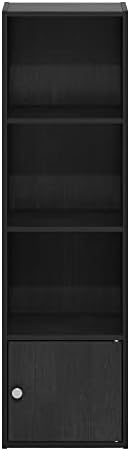 Furinno Luder Shelf Bookcase with 1 Door Storage Cabinet, Blackwood