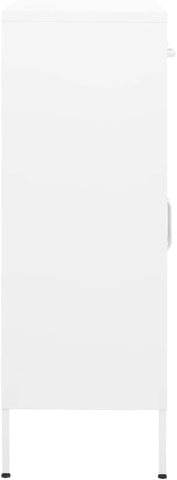 White Steel Cabinet 31.5x13.8x40 in, 2-Door Pantry w/ 2 Drawers, Adjustable S...