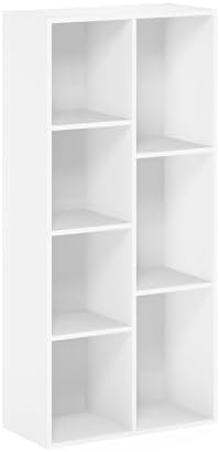 Furinno LUDER Book Shelf, 7-Cube Bookshelf, Bookcase with Open Shelves, 9.4 x...
