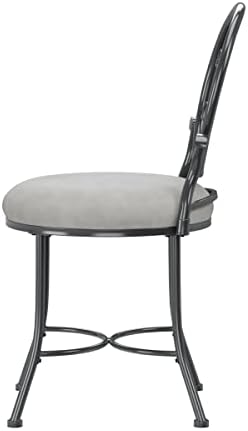 Hillsdale O'Malley Vanity Stool with Spiral Pattern Design, Metallic Gray...