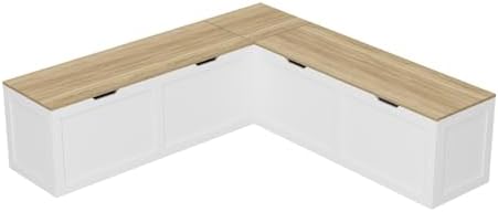 L Shaped Breakfast Nook Bench with Hidden Storage, 63 Inch Corner Dining Benc...