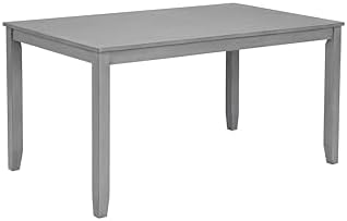 Merax 6-Piece Solid Wood Dining Table Set, Wooden Legs, Gray