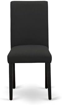 East West Furniture ABP6T24 Abbott Parson Chairs - Black Color Linen Fabric U...