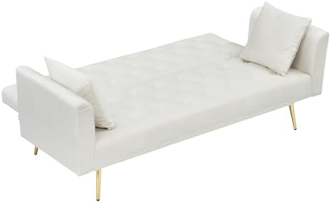 71" Modern Velvet Sofa Bed Futon, Convertible Sleeper Couch, Adj. Backre...