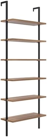 Nathan James Theo 6-Shelf Tall Bookcase, Wall Mount Bookshelf with Reclaimed ...