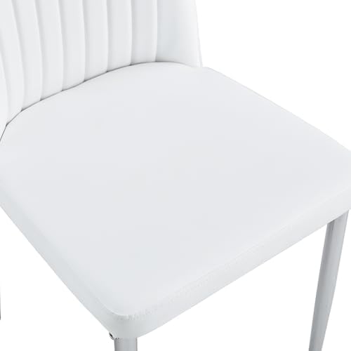 Upholstered Dining Chairs Set of 4, Mid-Century Modern Leather Dining Room Ch...