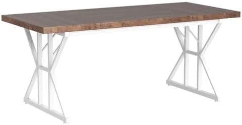 Tribesigns Farmhouse Dining Table for 6 People, 70.8-Inch Rectangular Wood Di...