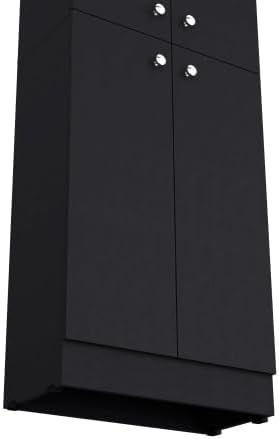 71" Tall Kitchen Pantry Cabinet with Storage,4-Door Wooden Cupboard Cred...