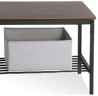 SogesHome Kitchen Table Set for 4, Compact Dining Table Chair Set with Bench, 4 Piece with Built-in Storage Racks, Metal Frame, for Apartment, Restaurant, Dark Brown