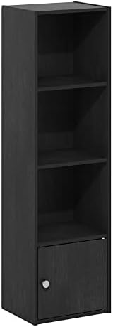 Furinno Luder Shelf Bookcase with 1 Door Storage Cabinet, Blackwood