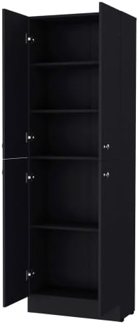71" Tall Kitchen Pantry Cabinet with Storage,4-Door Wooden Cupboard Cred...