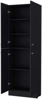 71" Tall Kitchen Pantry Cabinet with Storage,4-Door Wooden Cupboard Credenza Bufffet Cabinet, Freestanding Kitchen Hutch for Living Room, Dining Room,Black