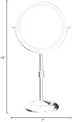 Gospire 7" Lighted Makeup Mirror, 1X/10X Magnification, Height Adjustable