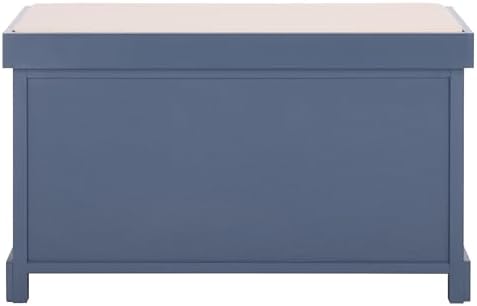 SAFAVIEH Furniture - Freddy 2-Basket Storage Bench - Blue - Solid Wood - Coastal Basket Storage Design - Ideal for Entryway, Living Room, Hallway, 18" Seat Height - Fully Assembled (AMH5736K)