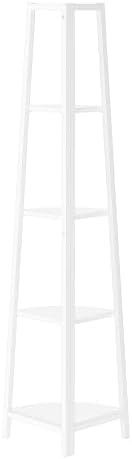 Bookshelf 4 Tier Corner Ladder, Narrow Storage Rack for Living Room,White