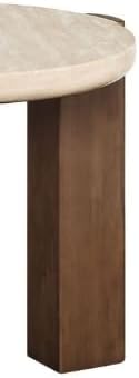 Travertine Top & Dark Oak End Table