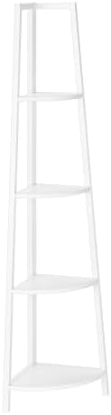 Bookshelf 4 Tier Corner Ladder, Narrow Storage Rack for Living Room,White