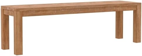 Aiden Solid Pine and Plywood Dining Bench, Weathered Natural