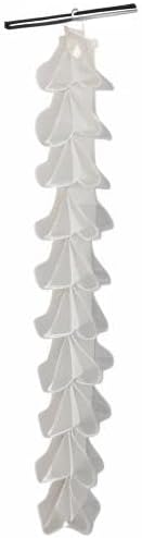 Household Essentials 20‑Pocket Closet Shoe File in Durable Canvas with Plastic Pockets and Single Hook System, Cream