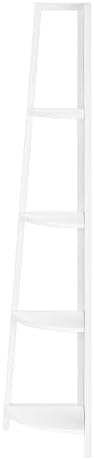 Bookshelf 4 Tier Corner Ladder, Narrow Storage Rack for Living Room,White