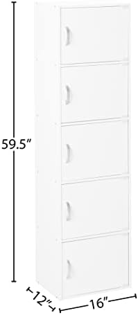 HODEDAH IMPORT Bookcase, White, 5 Door
