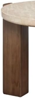 Travertine Top & Dark Oak End Table