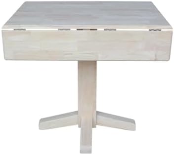IC International Concepts 36" Solid Wood Square Dual Drop Leaf Dining Table