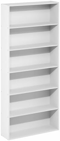 Furinno Basic DVD Shelf, 6-Tier Media Shelf, CD Rack, White