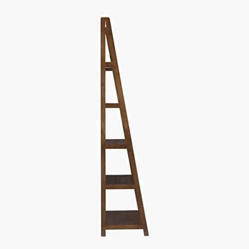 Linon Melissa Walnut Mid-Century 5 Shelf Bookcase