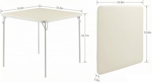 VECELO 5-Piece Folding Card Table Square and Chair Set with Collapsible Legs ...