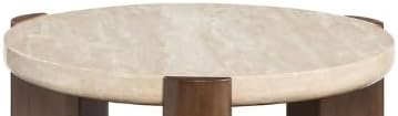 Travertine Top & Dark Oak End Table
