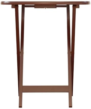 Furnifact Walnut Snack Table Set – Folding TV Trays with Stand for Dining, Wo...
