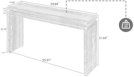 60" Antique Natural Farmhouse Console Table with Double Board Suspension...