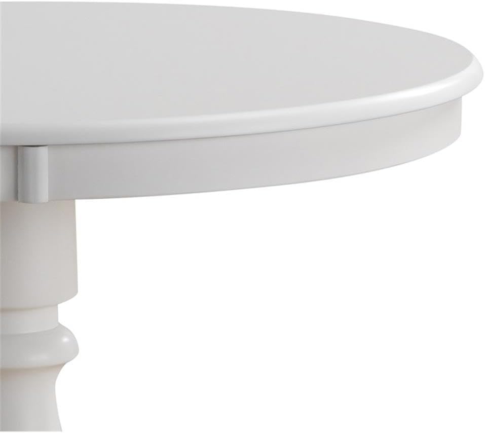 Pemberly Row Traditional Round Wood Pedestal Bar Table, 36 in, Antique White ...