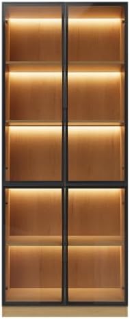Bobve 78.7" Display Cabinet with 4 Glass Doors,5 -Tier Storage Cabinet w...