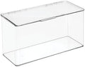 mDesign Plastic Stackable Playroom/Gaming Storage Organizer Bin Box with Hinged Lid for Drawer or Cabinet - Organize Electronics, Crayons, Games, Blocks, Toys, Lumiere Collection - 2 Pack - Clear
