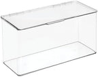 mDesign Plastic Stackable Playroom/Gaming Storage Organizer Bin Box with Hinged Lid for Drawer or Cabinet - Organize Electronics, Crayons, Games, Blocks, Toys, Lumiere Collection - 2 Pack - Clear